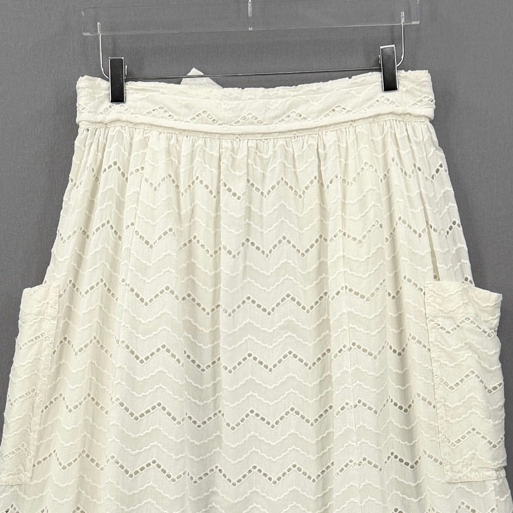 Tracy Reese x Anthropologie A-line Skirt Women 14 White Eyelet Tie Waist Midi - Picture 8 of 16